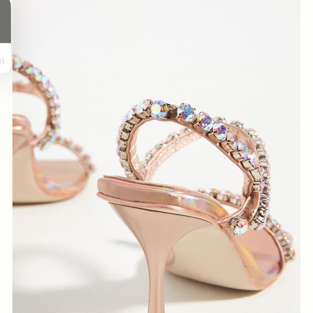 Jeffrey Campbell Womens Saints Rose Gold Metallic Pu+Faux Diamo Sandals Size 8.5 - Picture 2 of 10
